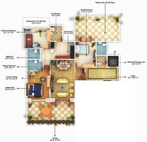 Shivam Solitaire (3BHK+3T (1,881 sq ft) 1881 sq ft)