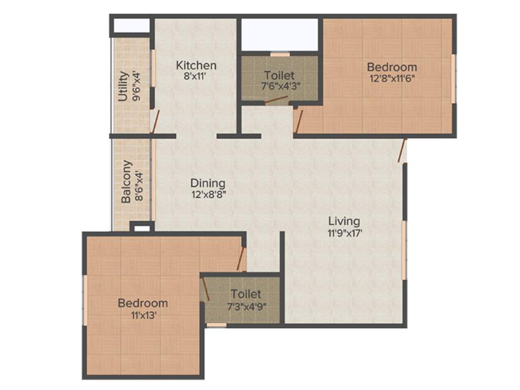 GK Lake View (2BHK+2T (1,188 sq ft) 1188 sq ft)