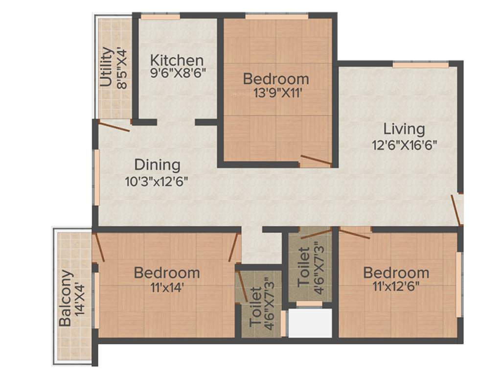 GK Lake View (3BHK+2T (1,495 sq ft) 1495 sq ft)