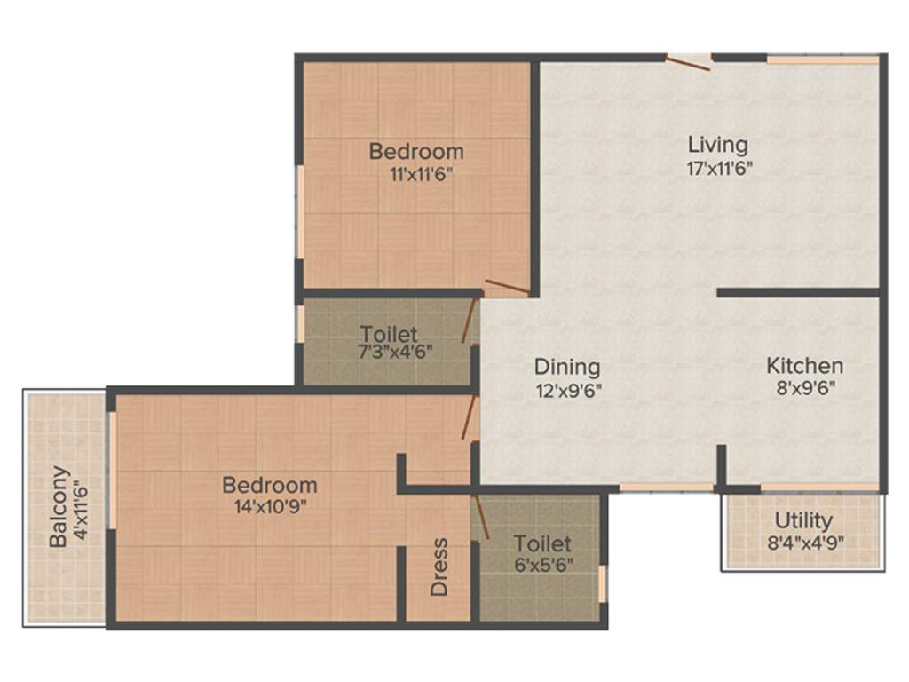 GK Lake View (2BHK+2T (1,175 sq ft) 1175 sq ft)