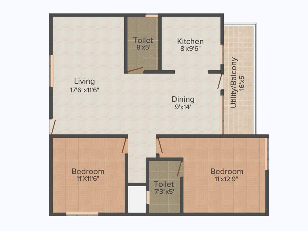 GK Lake View (2BHK+2T (1,203 sq ft) 1203 sq ft)