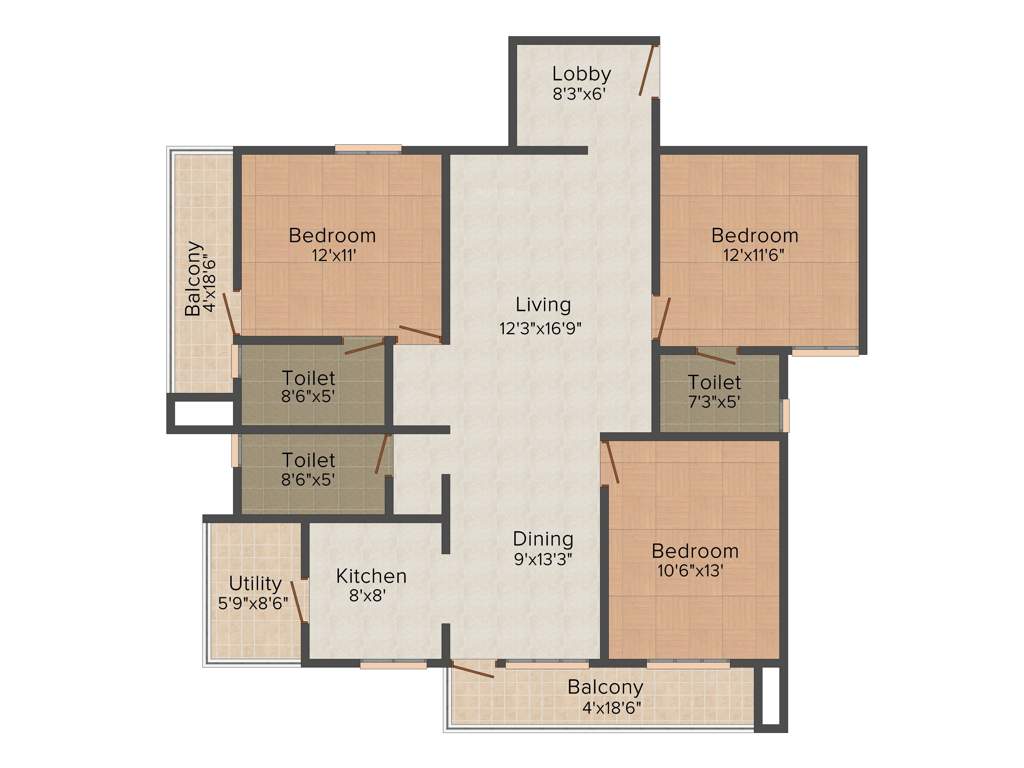GK Meadows (3BHK+3T (1,555 sq ft) 1555 sq ft)