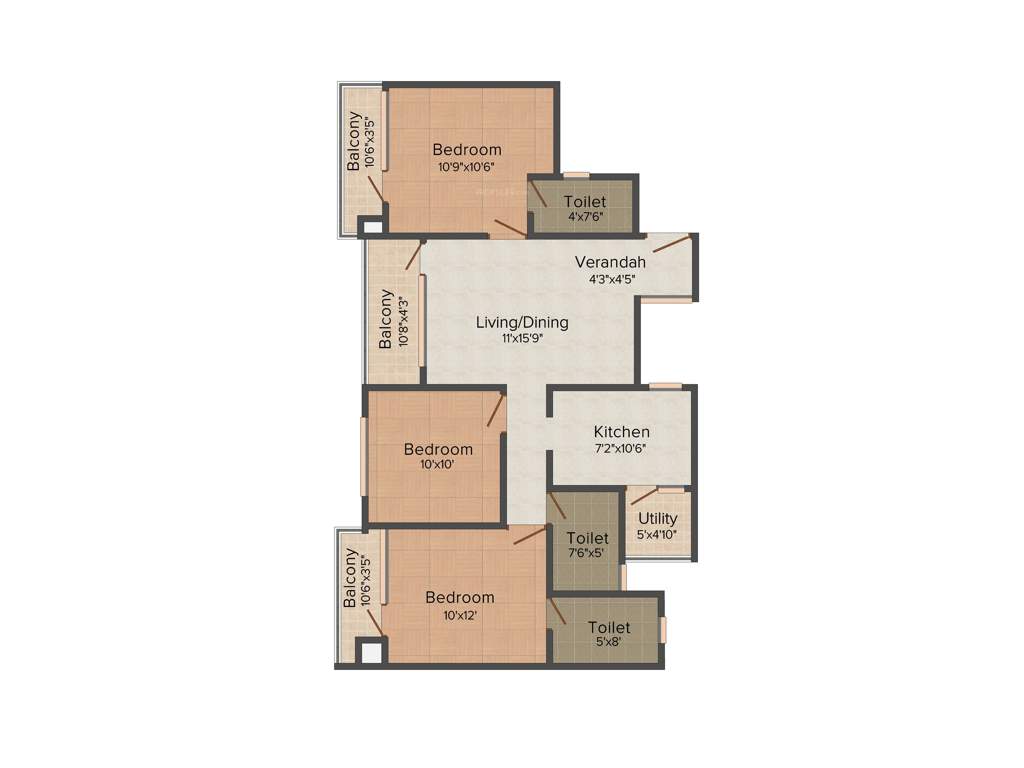 Yuga Alta (3BHK+3T (1,275 sq ft) 1275 sq ft)