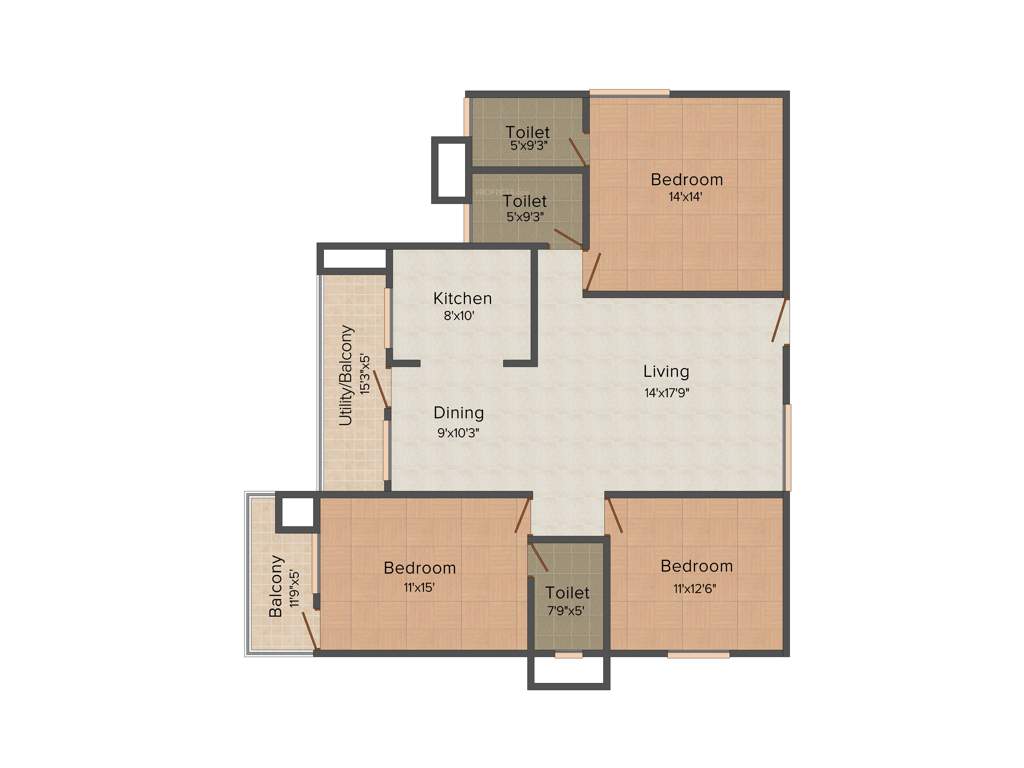 GK Golden City (3BHK+3T (1,600 sq ft) 1600 sq ft)