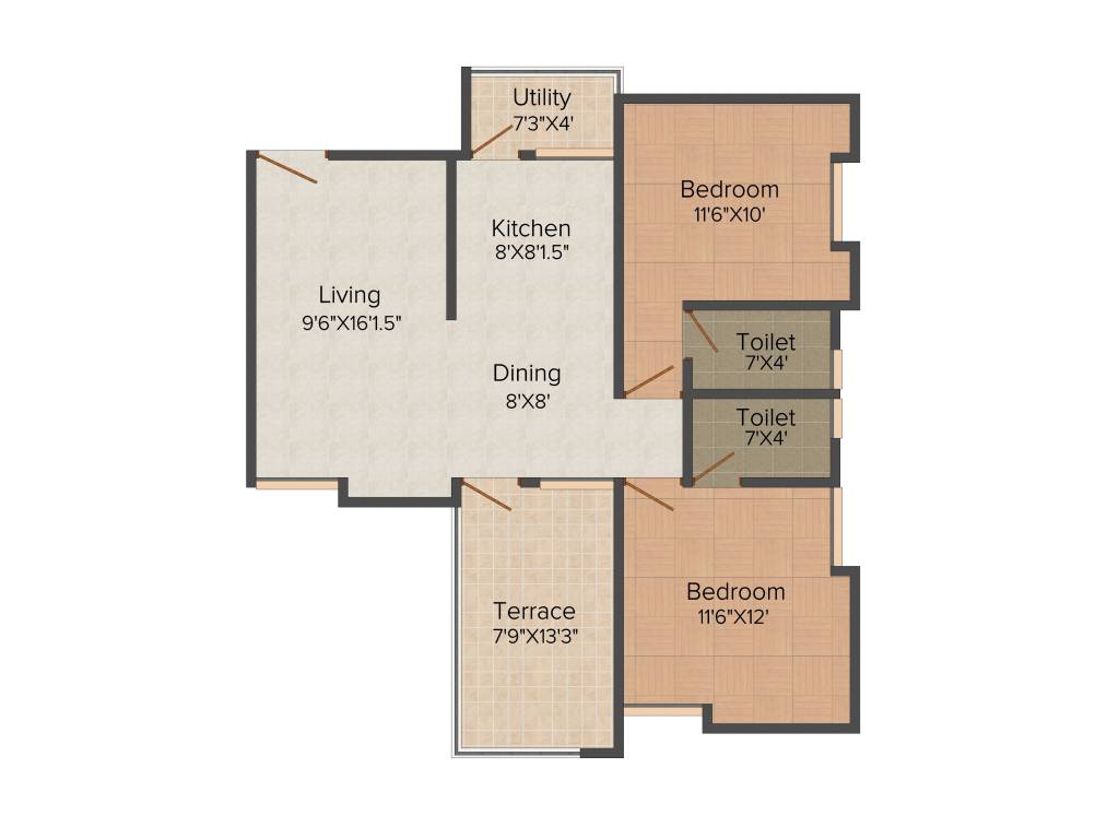 Horizon Aster Trinity (2BHK+2T (984 sq ft) 984 sq ft)