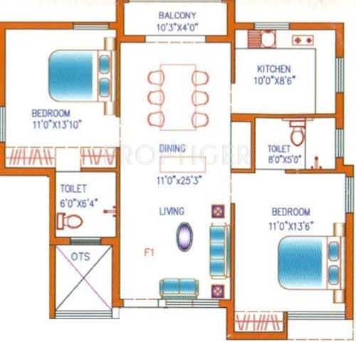 Agni Lakshmi Kripa Phase II (2BHK+2T (1,096 sq ft) 1096 sq ft)