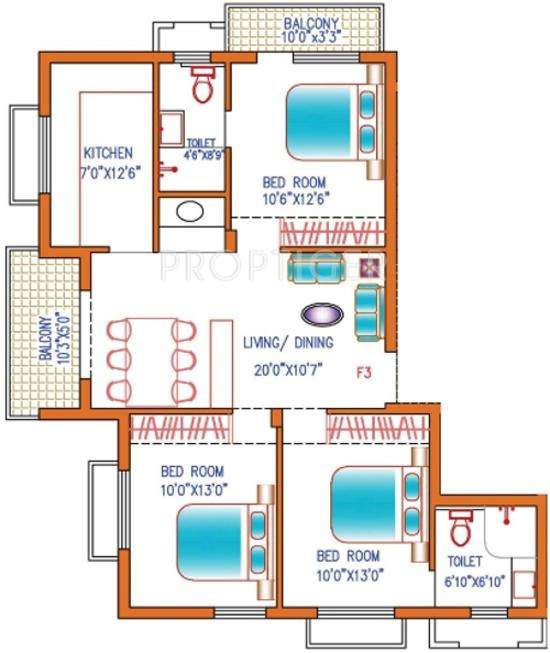 Agni Lakshya Kripa (3BHK+2T (1,207 sq ft) 1207 sq ft)
