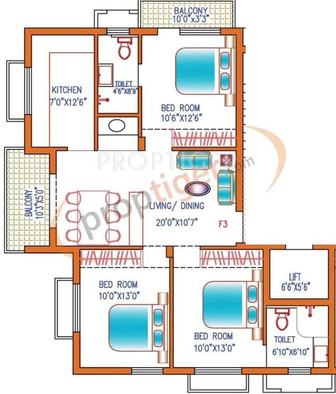 Agni Lakshya Kripa (3BHK+2T (1,207 sq ft) 1207 sq ft)