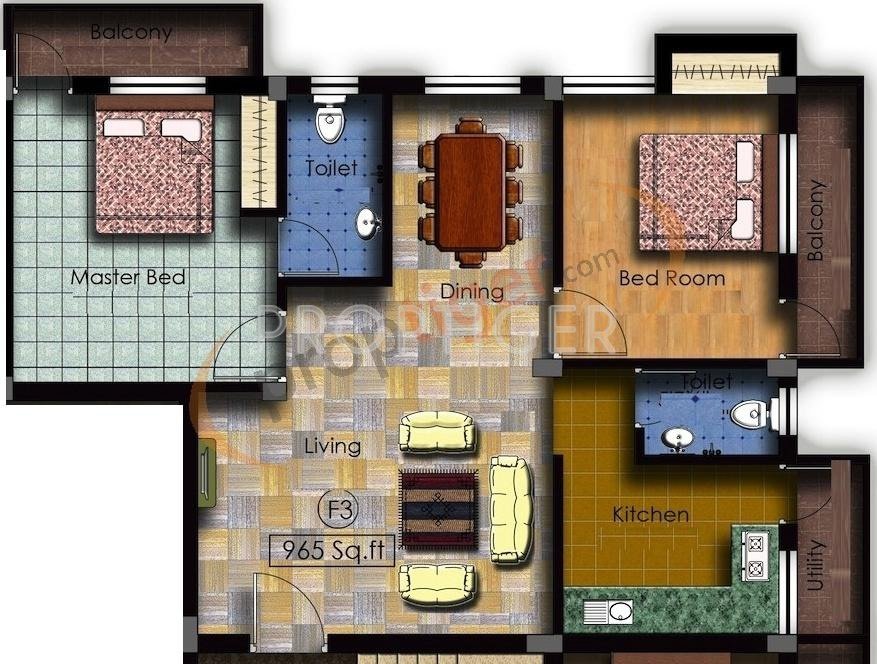 Anuna Araa (2BHK+2T (965 sq ft) 965 sq ft)