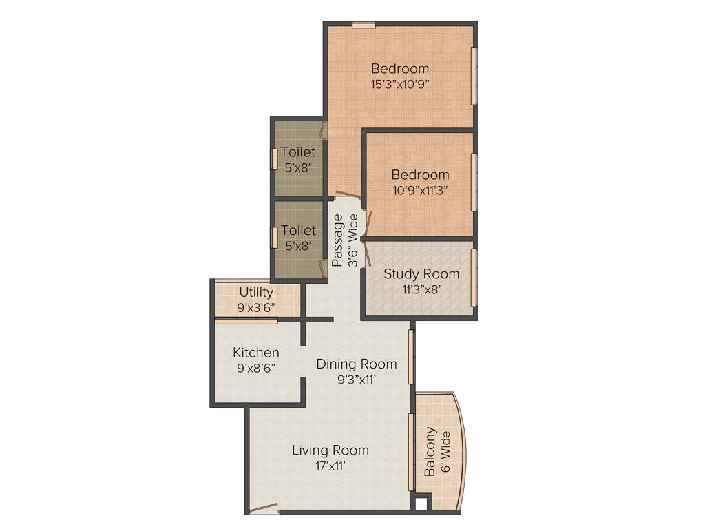 Pegasus Megapolis Splendour (2BHK+2T (1,304 sq ft) Study Room 1304 sq ft)
