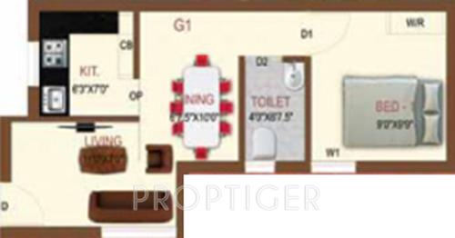 Sikara Orchid (1BHK+1T (454 sq ft) 454 sq ft)