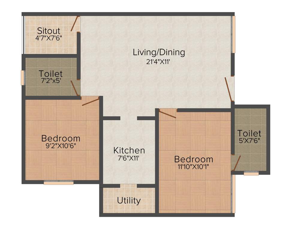South India Marakesh (2BHK+2T (970 sq ft) 970 sq ft)