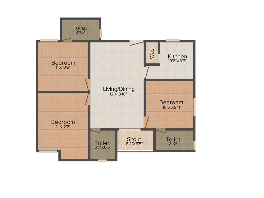 South India Marakesh (3BHK+3T (1,238 sq ft) 1238 sq ft)