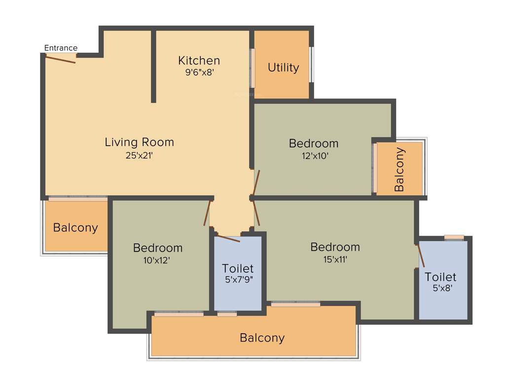 Gulshan Ikebana (3BHK+2T (1,495 sq ft) + Pooja Room 1495 sq ft)