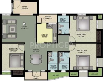 Nahar Jai Madhav (3BHK+3T (1,513 sq ft) 1513 sq ft)