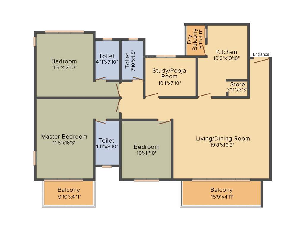 Godrej Garden City (3BHK+3T (2,211 sq ft) 2211 sq ft)