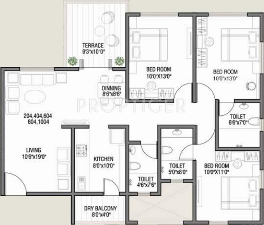 Kolte Patil Cilantro (3BHK+3T (1,666 sq ft) 1666 sq ft)
