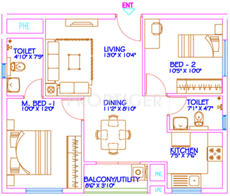 Mantri Celestia (2BHK+2T (960 sq ft) 960 sq ft)