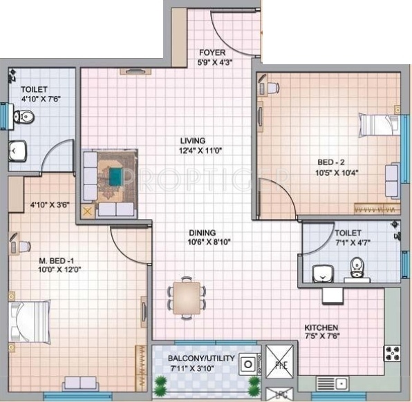 Mantri Celestia (2BHK+2T (1,025 sq ft) 1025 sq ft)