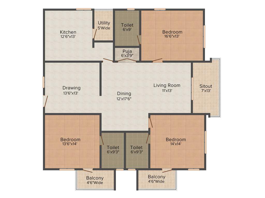 NCC Nagarjuna Residency (3BHK+3T (2,430 sq ft) 2430 sq ft)