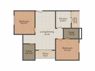 Prajay Megapolis (2BHK+2T (930 sq ft) 930 sq ft)