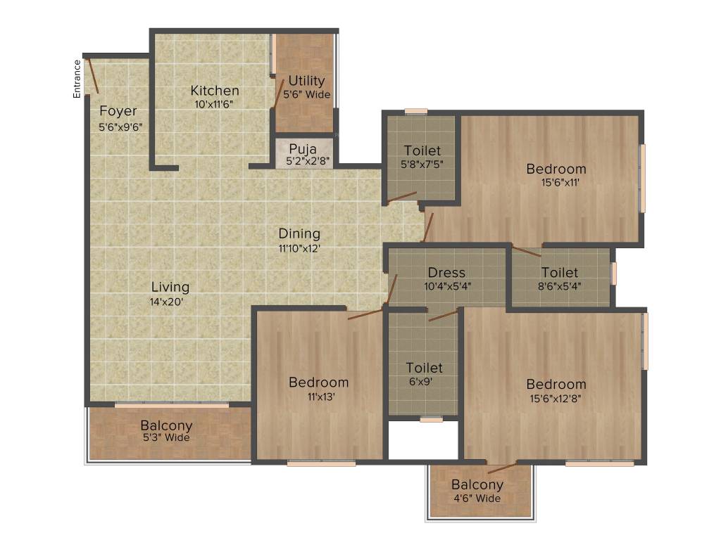 Plama Heights (3BHK+3T (1,945 sq ft)   Pooja Room 1945 sq ft)