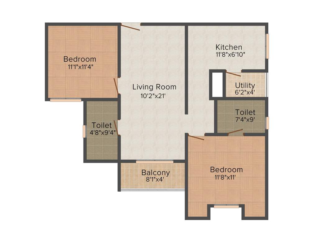 Alliance Orchid Springs (2BHK+2T (1,132 sq ft) 1132 sq ft)
