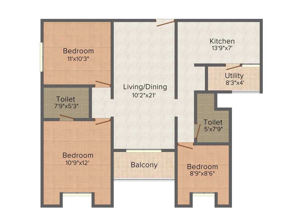 Alliance Orchid Springs (3BHK+2T (1,336 sq ft) 1336 sq ft)