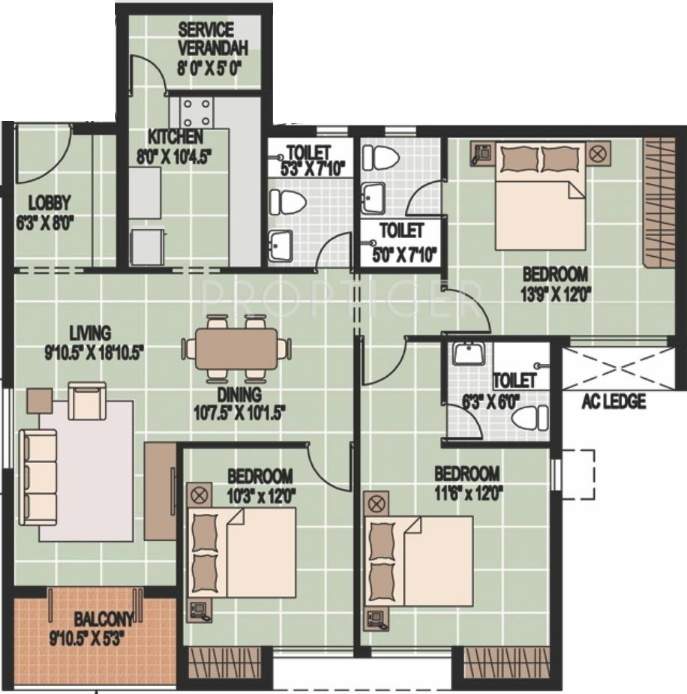Alliance Orchid Springs (3BHK+3T (1,718 sq ft) 1718 sq ft)