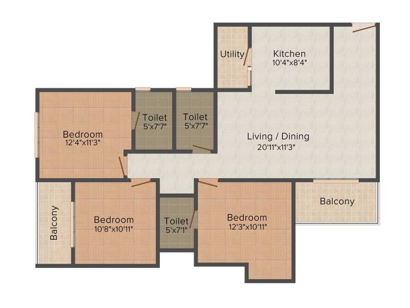 Alliance Orchid Springs (3BHK+3T (1,559 sq ft) 1559 sq ft)