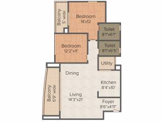 Universal Aura (2BHK+2T (1,179 sq ft) 1179 sq ft)