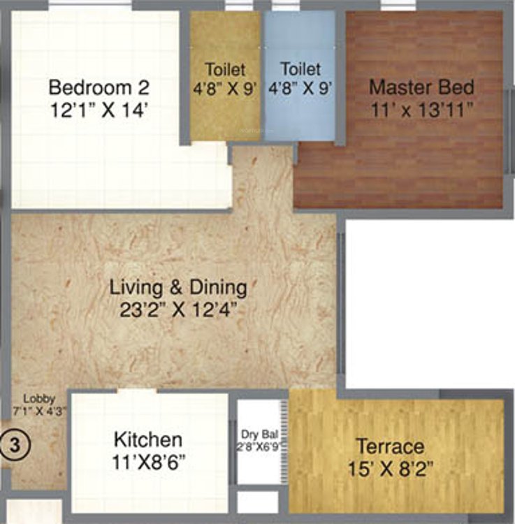 Raja Bahadur Kourtyard (2BHK+2T (1,206 sq ft) 1206 sq ft)