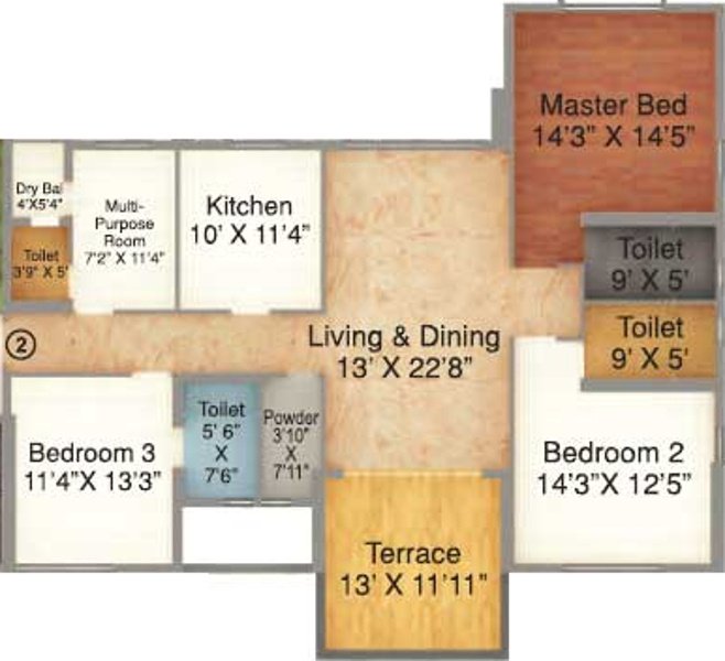 Raja Bahadur Kourtyard (3BHK+3T (2,076 sq ft) + Study Room 2076 sq ft)