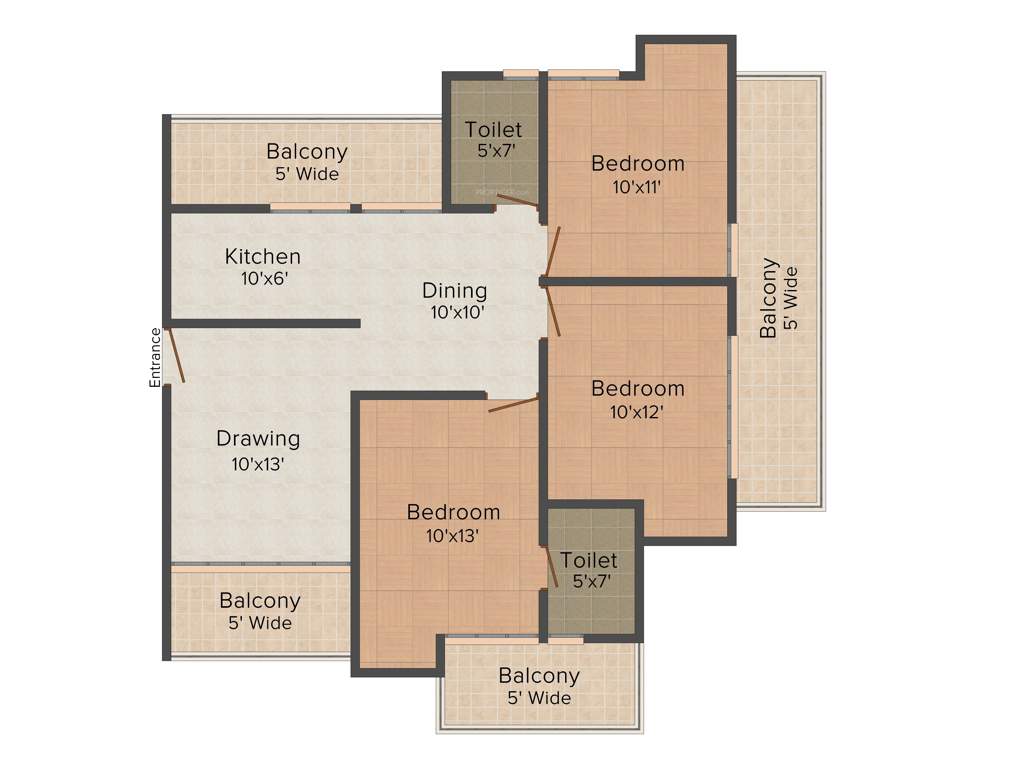 The Antriksh Golf City (3BHK+2T (1,475 sq ft) 1475 sq ft)