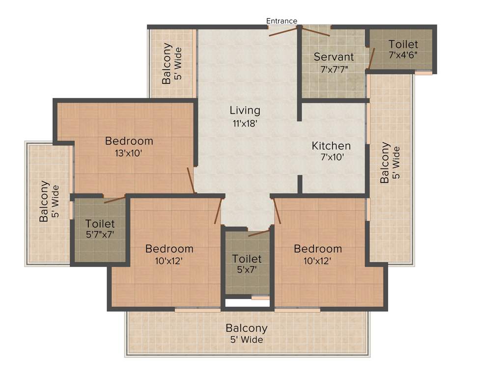 The Antriksh Golf City (3BHK+2T (1,665 sq ft) 1665 sq ft)