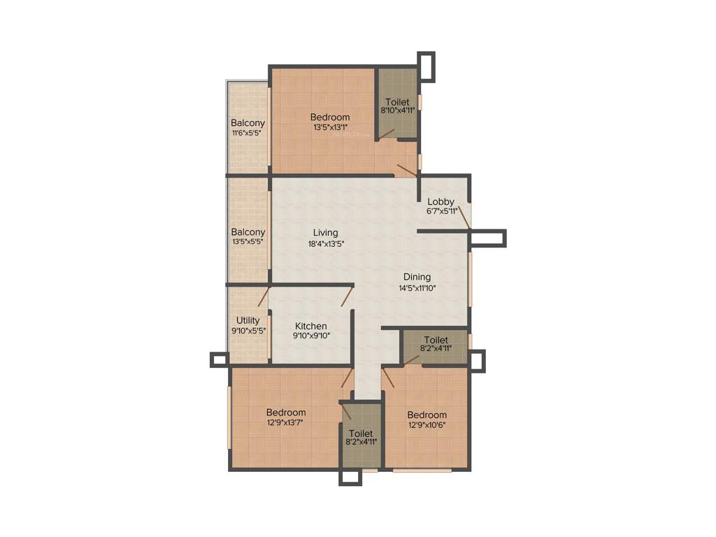 Big Banyan Roots (3BHK+3T (2,119 sq ft)   Servant Room 2119 sq ft)