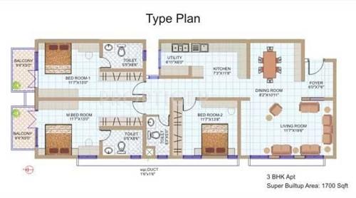 Bairavi vasantha bairavi (3BHK+3T (1,700 sq ft) 1700 sq ft)
