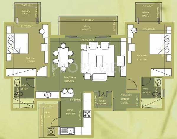 Arya Lotus (2BHK+2T (1,335 sq ft) 1335 sq ft)