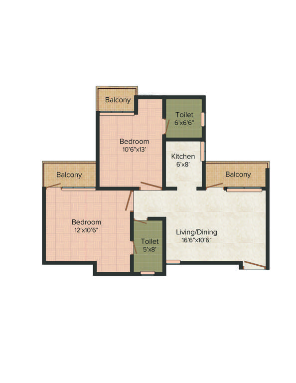 Nimbus Express Park View (2BHK+2T (1,000 sq ft) 1000 sq ft)