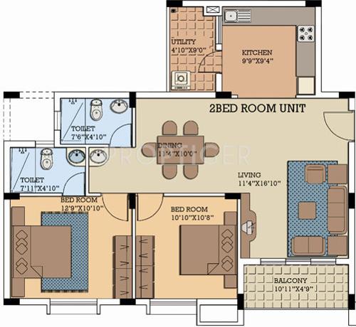 NCC Nagarjuna Serene (2BHK+2T (1,095 sq ft) 1095 sq ft)