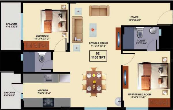 Innovative Aspen Woods (2BHK+2T (1,100 sq ft) 1100 sq ft)