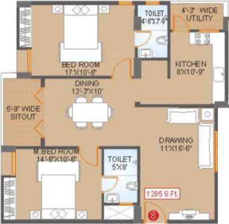 Saroj Habitat (2BHK+2T (1,285 sq ft) 1285 sq ft)