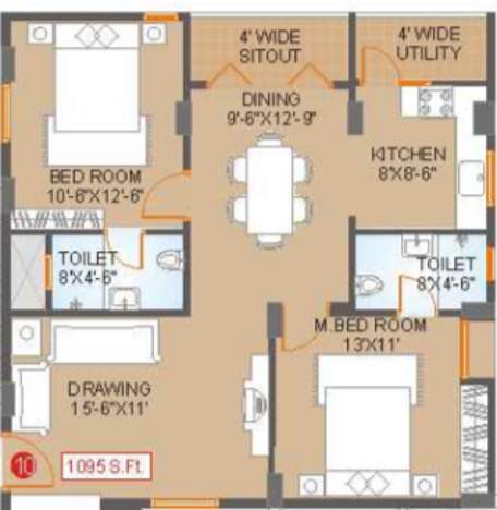 Saroj Habitat (2BHK+2T (1,095 sq ft) 1095 sq ft)