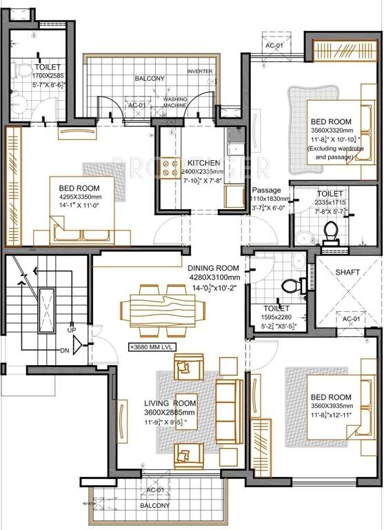 Vatika Primrose Floors (3BHK+3T (1,094 sq ft) 1094 sq ft)