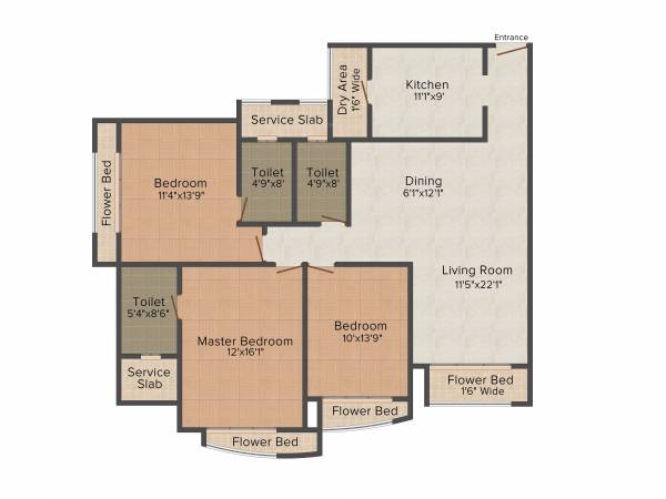 Ajmera Pristine (3BHK+3T (1,665 sq ft) 1665 sq ft) Ajmera Pristine (3BHK+3T (1,665 sq ft) 1665 sq ft)