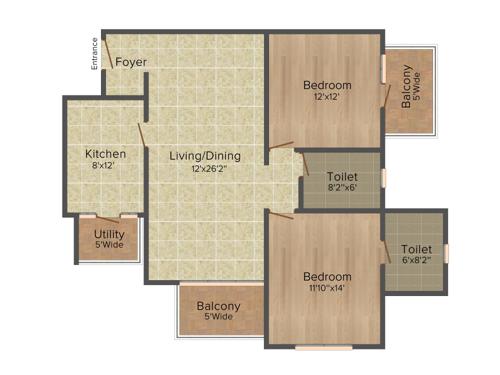 Salarpuria Sattva Serenity (2BHK+2T (1,342 sq ft) 1342 sq ft)