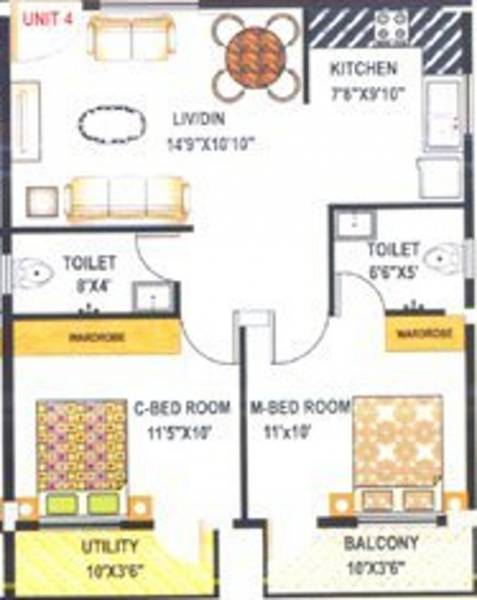 Arneesh Nest (2BHK+2T (845 sq ft) 845 sq ft)