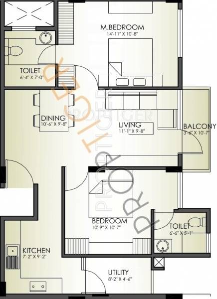 Skanda Nest (2BHK+2T (1,034 sq ft) 1034 sq ft)