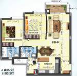 SJR Water Mark (2BHK+2T (1,105 sq ft) 1105 sq ft)