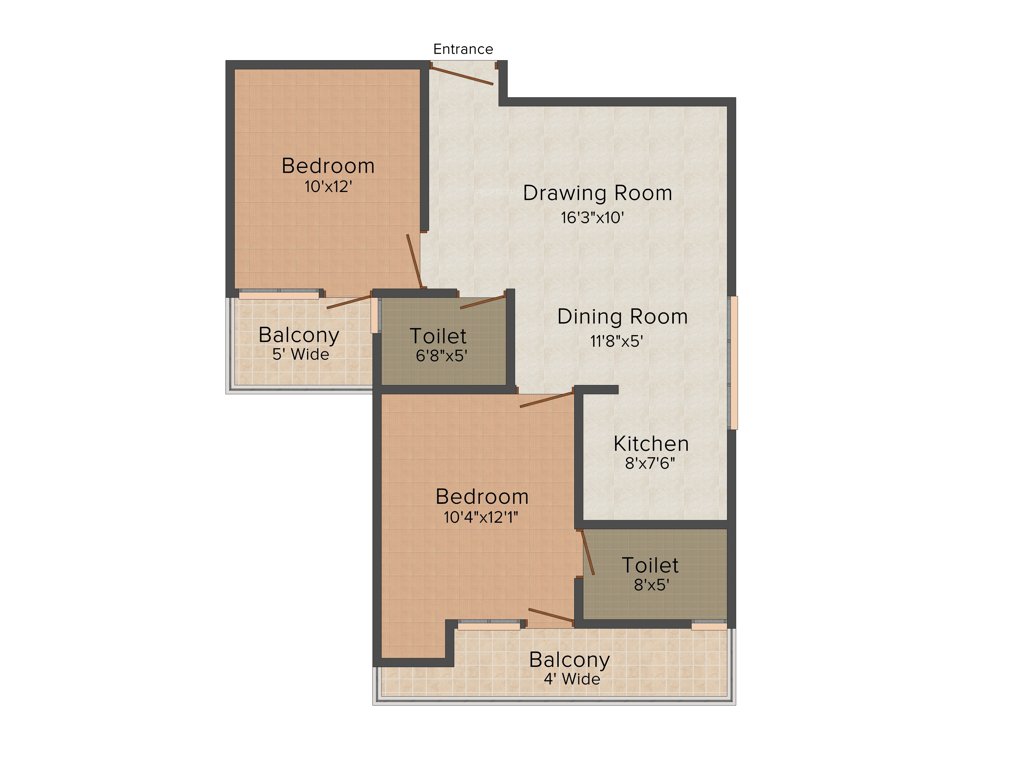 Panchsheel Primrose (2BHK+2T (1,090 sq ft) 1090 sq ft)